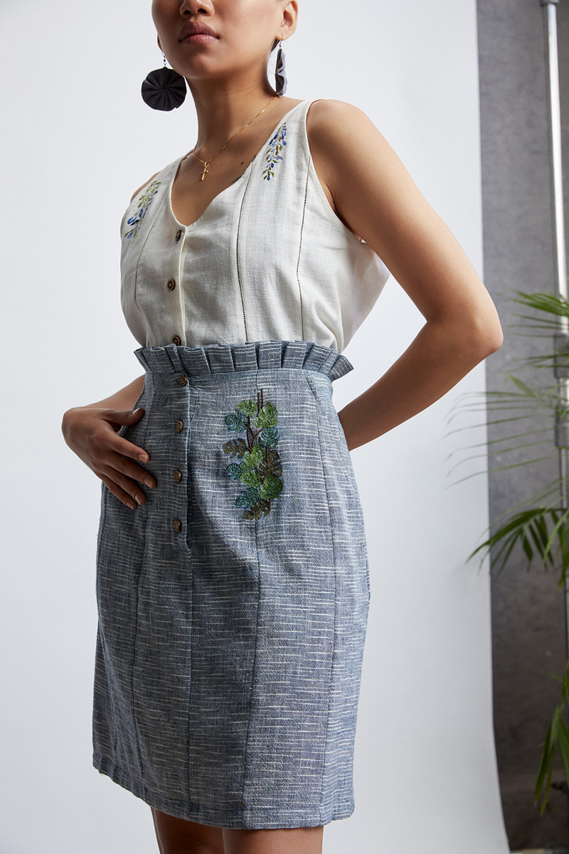 The Sea-rious handwoven organic cotton midi skirt