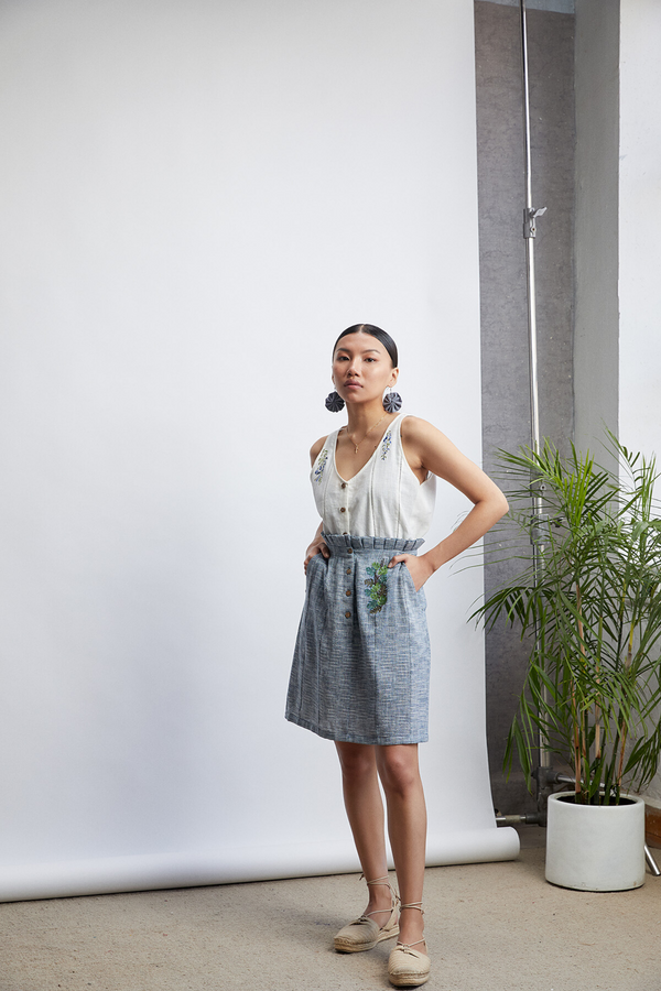the sea-rious handwoven organic cotton midi skirt