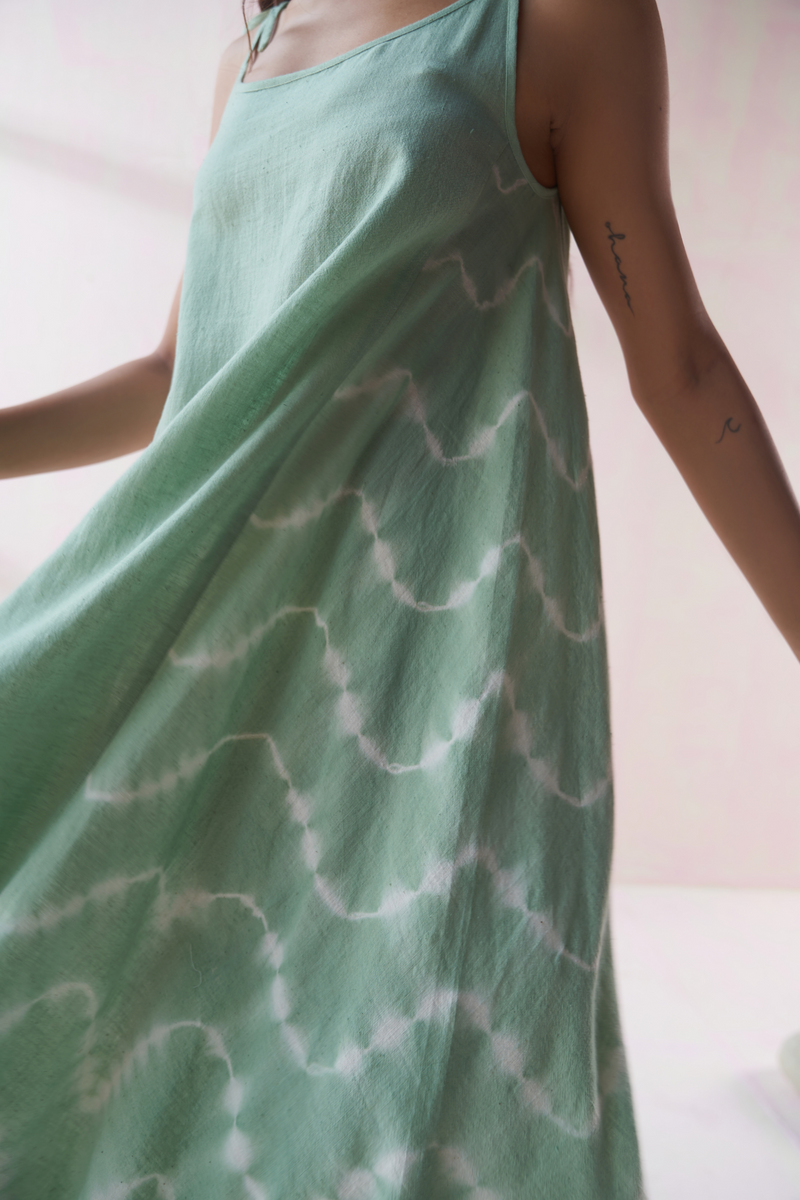 The Wavy tie dye handspun handwoven organic cotton maxi dress