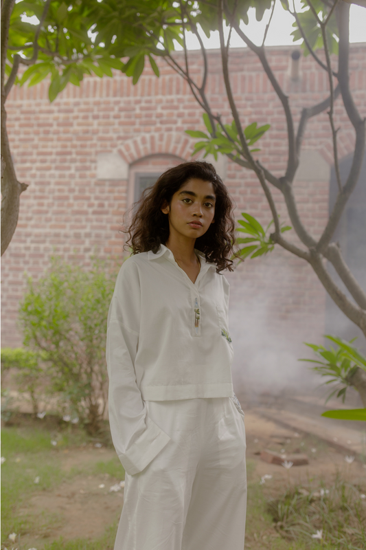 the bay cropped organic cotton shirt