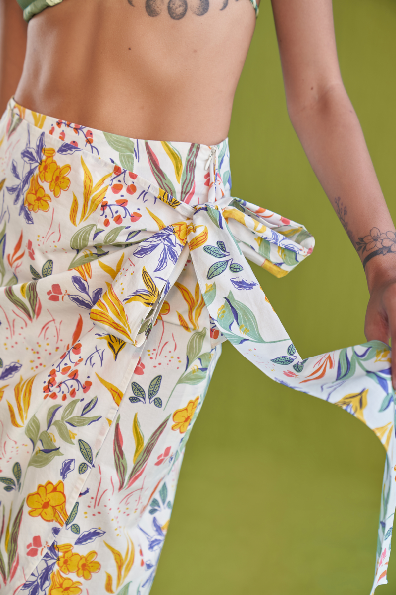 Tropical Garden Organic Cotton Wrap Skirt