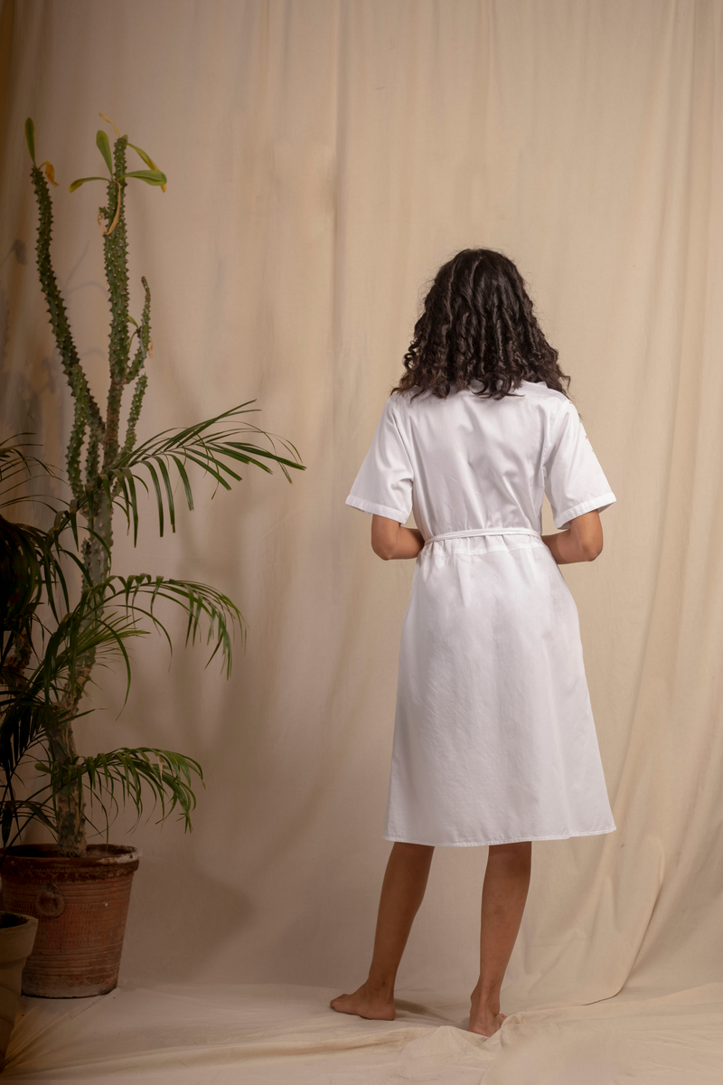 Sui | VICOLO DI FIORI embroidered organic cotton wrap dress with ruffled shoulder straps from Granita Summer Collection 2019