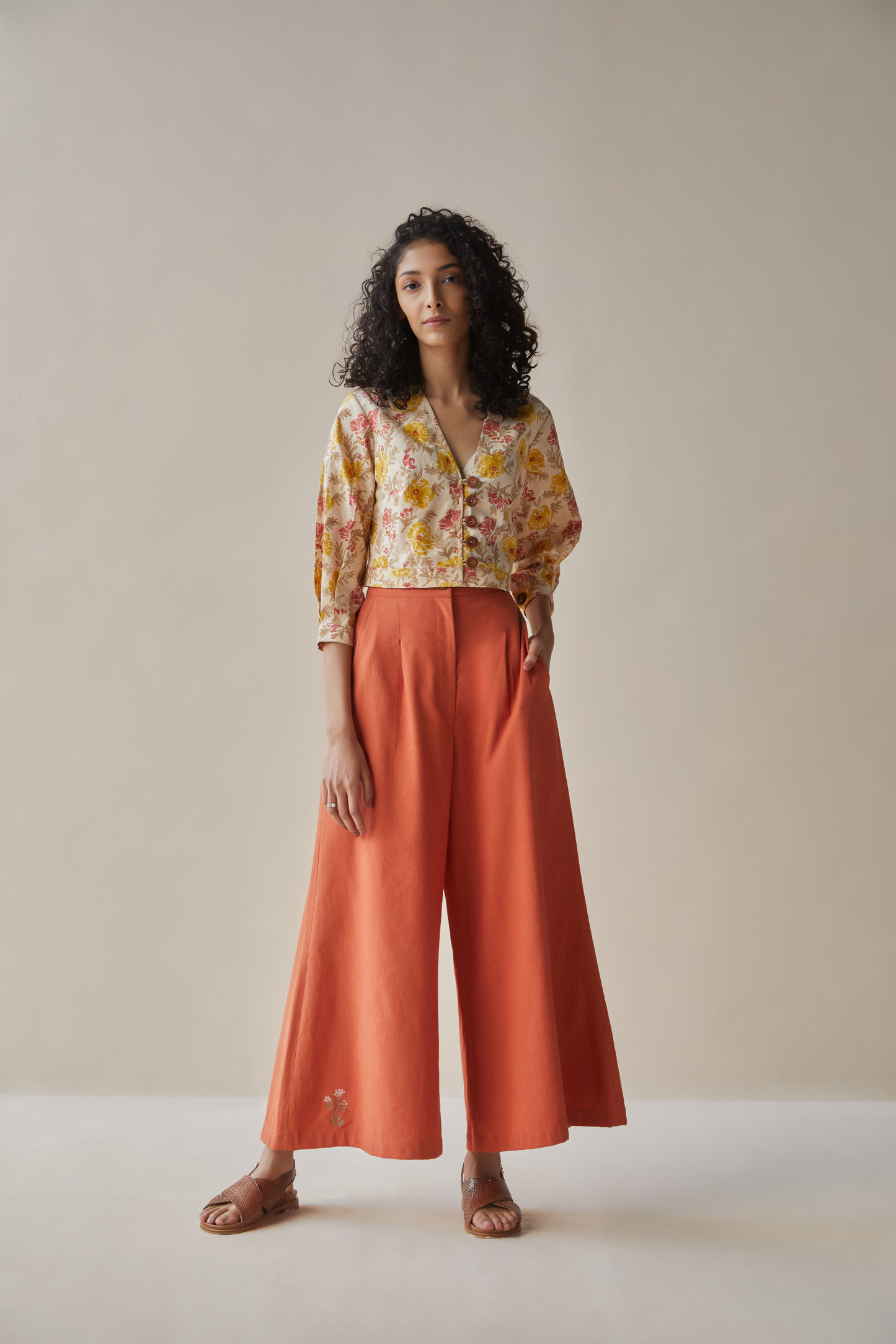 wild rose wide leg hemp trousers