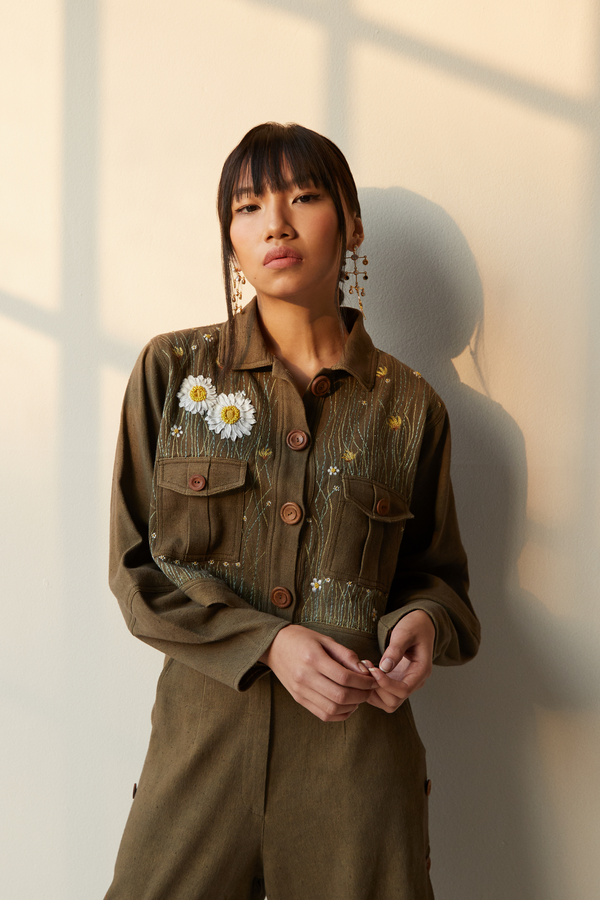 Wilderness handwoven organic cotton crop jacket